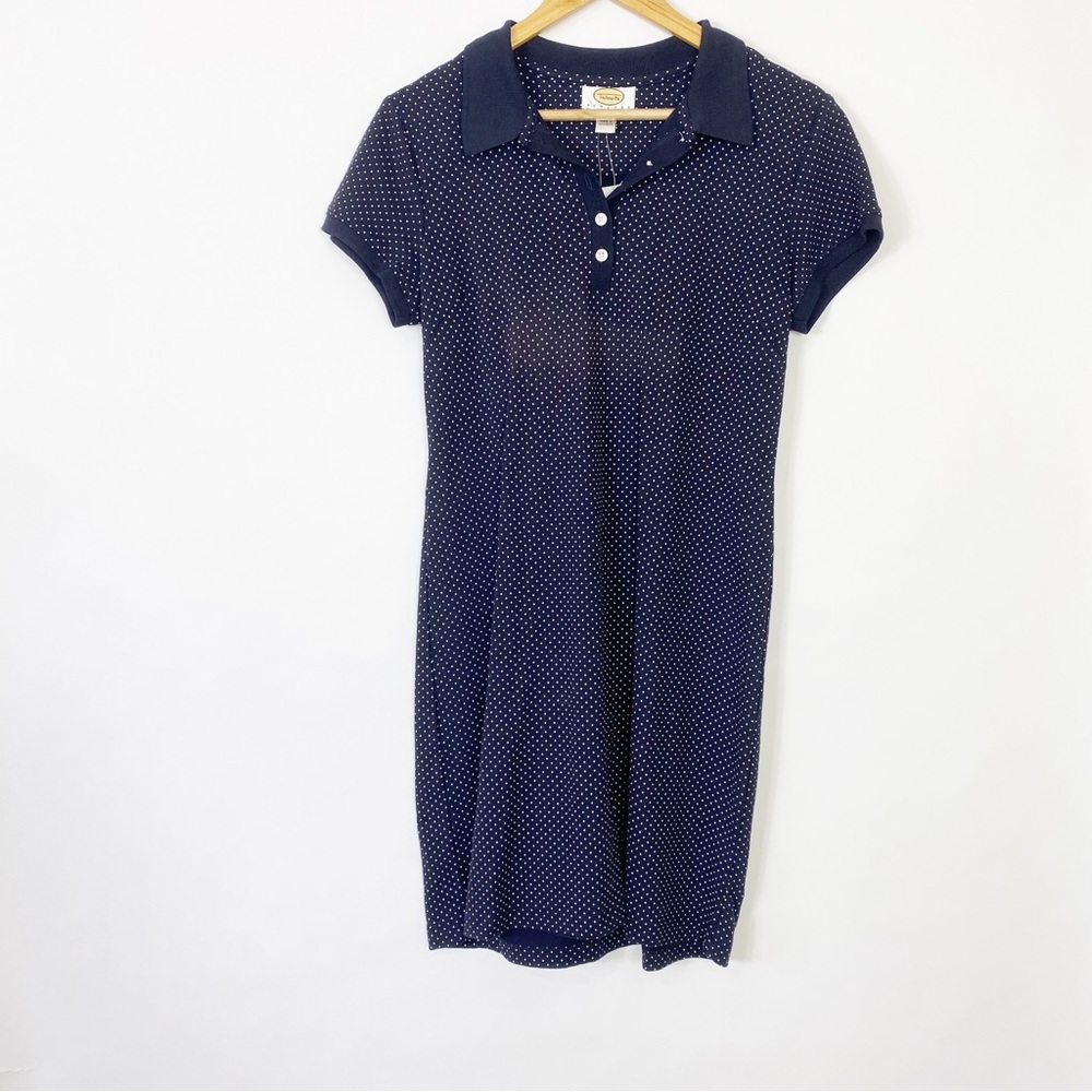 Talbots Navy Polka Dot Polo Dress Summer Cute Dress Casual Church S - Picture 2 of 10
